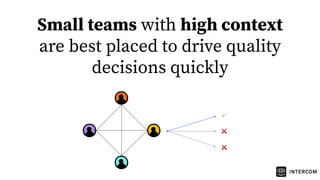 Small teams with high context
are best placed to drive quality
decisions quickly
✅
❌
❌
 