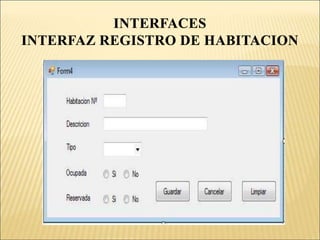 ANALIZAR LOS REQUERIMIENTOS DEL SISTEMA DE INFORMACIÓNENTREGA DE HABITACIONAquí lo que se pretende es saber en qué momento un cliente o huésped deja el hotel, y a su vez que habitación deja, el tipo de habitación para luego colocar su estado de ocupada a desocupada.