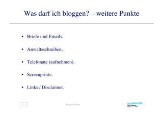Bloggen & Recht auf der re-publica09