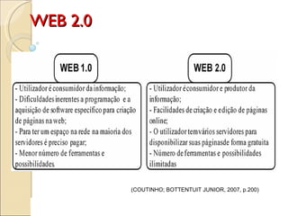WEB 2.0 (COUTINHO; BOTTENTUIT JUNIOR, 2007, p.200)  
