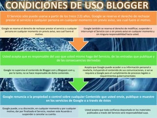 CONDICIONES DE USO BLOGGER