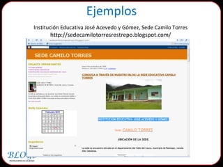 Ejemplos Institución Educativa José Acevedo y Gómez, Sede Camilo Torres http://sedecamilotorresrestrepo.blogspot.com/ 