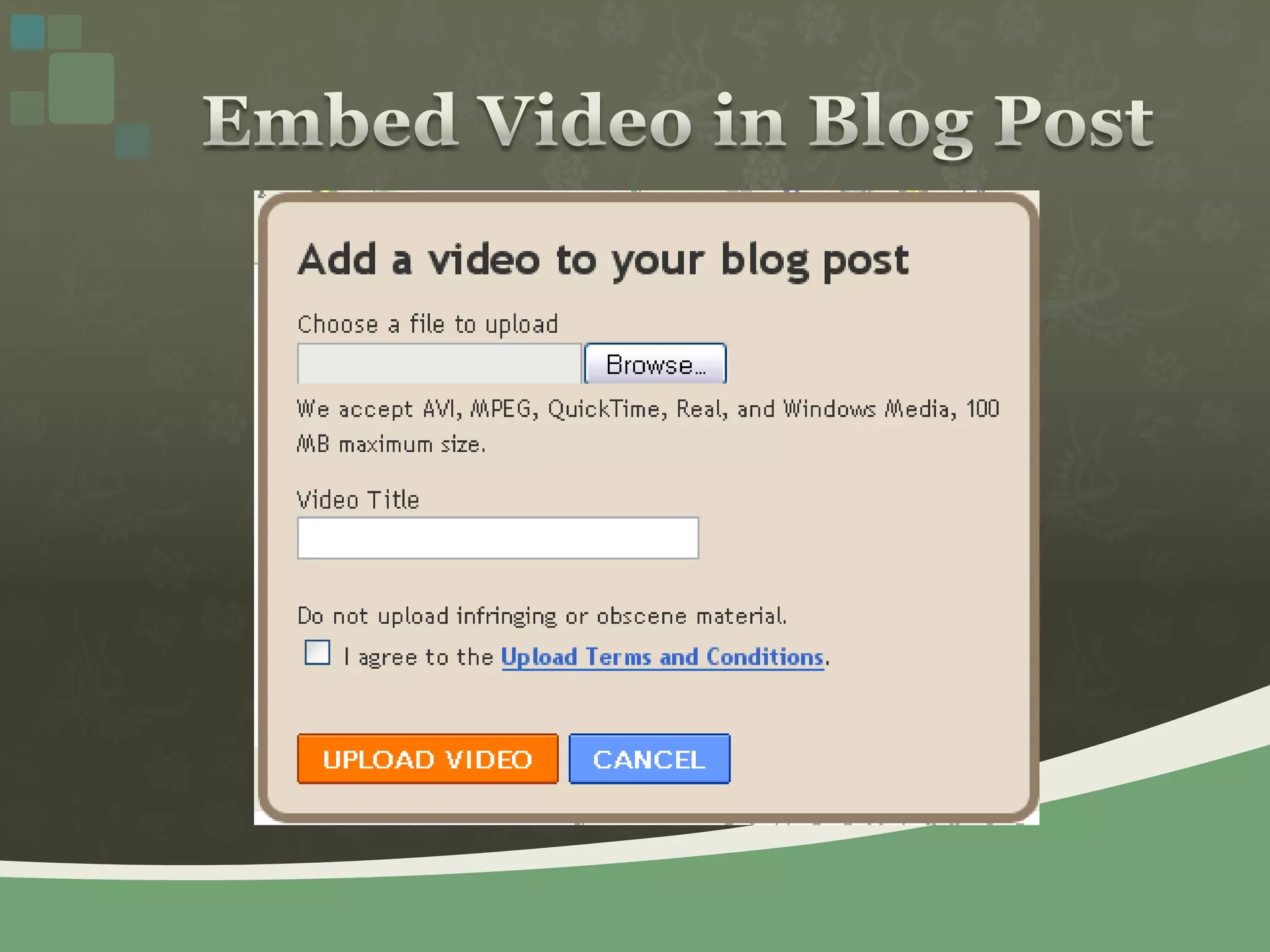 Embed Video in Blog Post
