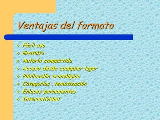 Ventajas del formatoFácil uso