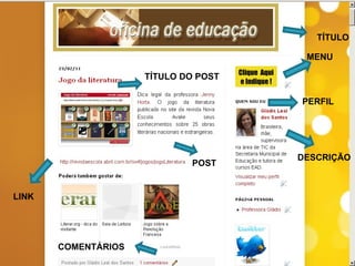 TÍTULO POST MENU PERFIL  DESCRIÇÃO  COMENTÁRIOS  LINK  TÍTULO DO POST 
