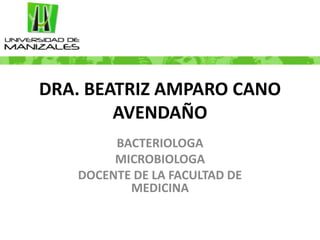 DRA. BEATRIZ AMPARO CANO AVENDAÑO BACTERIOLOGA  MICROBIOLOGA DOCENTE DE LA FACULTAD DE MEDICINA 