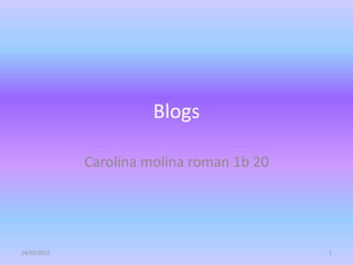 Blogs

             Carolina molina roman 1b 20




24/02/2012                                 1
 