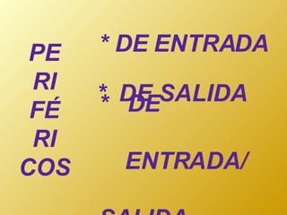 PE RI FÉ RI COS * DE ENTRADA *  DE  ENTRADA/  SALIDA *  DE SALIDA 