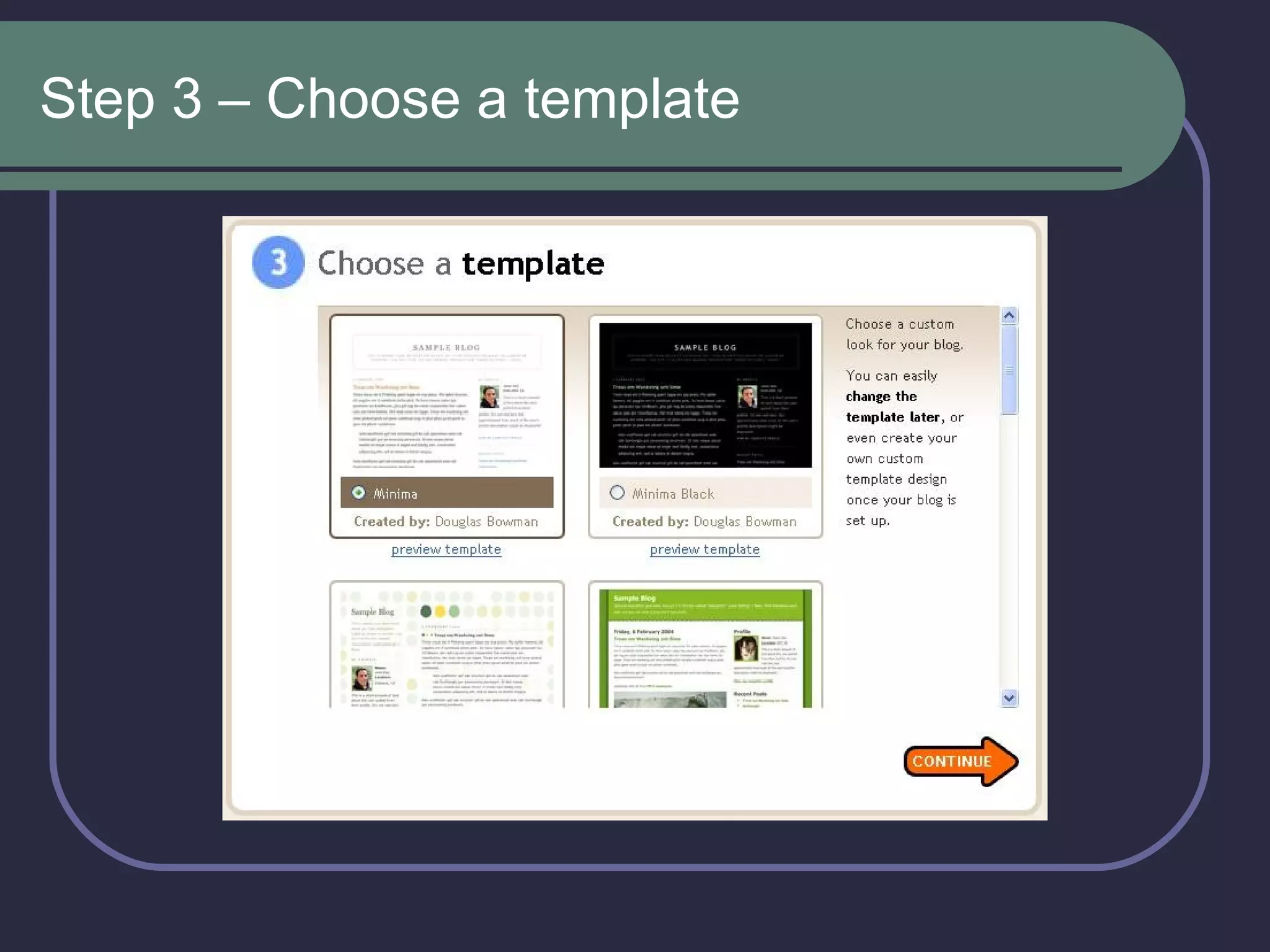 Step 3 – Choose a template 