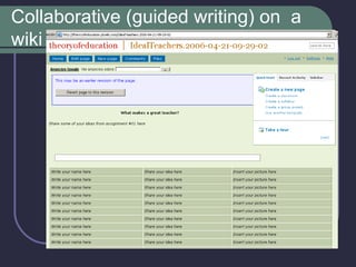 Collaborative (guided writing) on  a wiki 