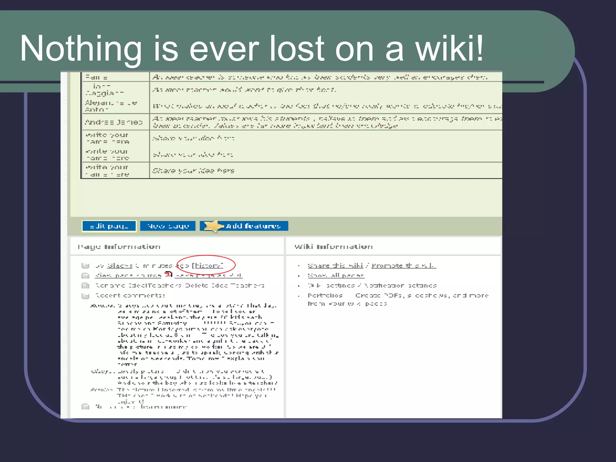 Nothing is ever lost on a wiki!  