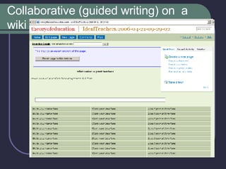 Collaborative (guided writing) on  a wiki 