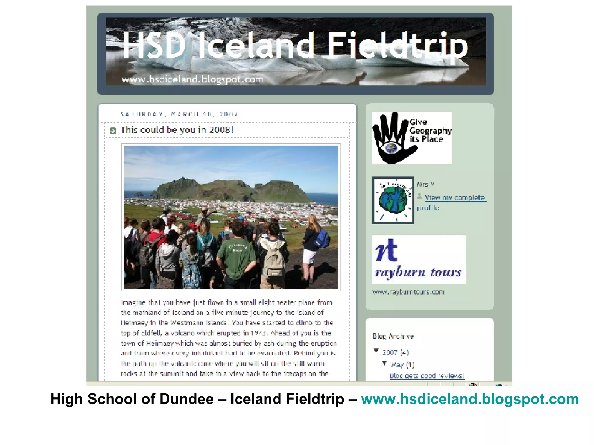 High School of Dundee – Iceland Fieldtrip –  www.hsdiceland.blogspot.com   