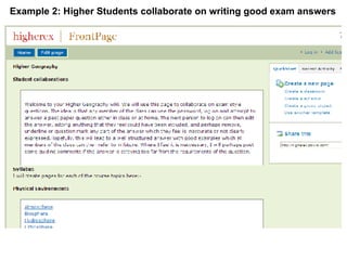 Example 2: Higher Students collaborate on writing good exam answers 