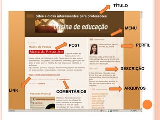 TÍTULO POST MENU PERFIL  DESCRIÇÃO  ARQUIVOS  COMENTÁRIOS  LINK  