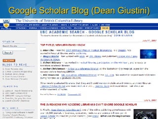 Google Scholar Blog (Dean  Giustini ) 