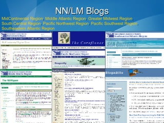 NN/LM Blogs MidContinental  Region ,  Middle Atlantic Region ,  Greater Midwest Region ,  South Central Region ,  Pacific Northwest Region ,  Pacific Southwest Region ,  Southeastern Atlantic Region 