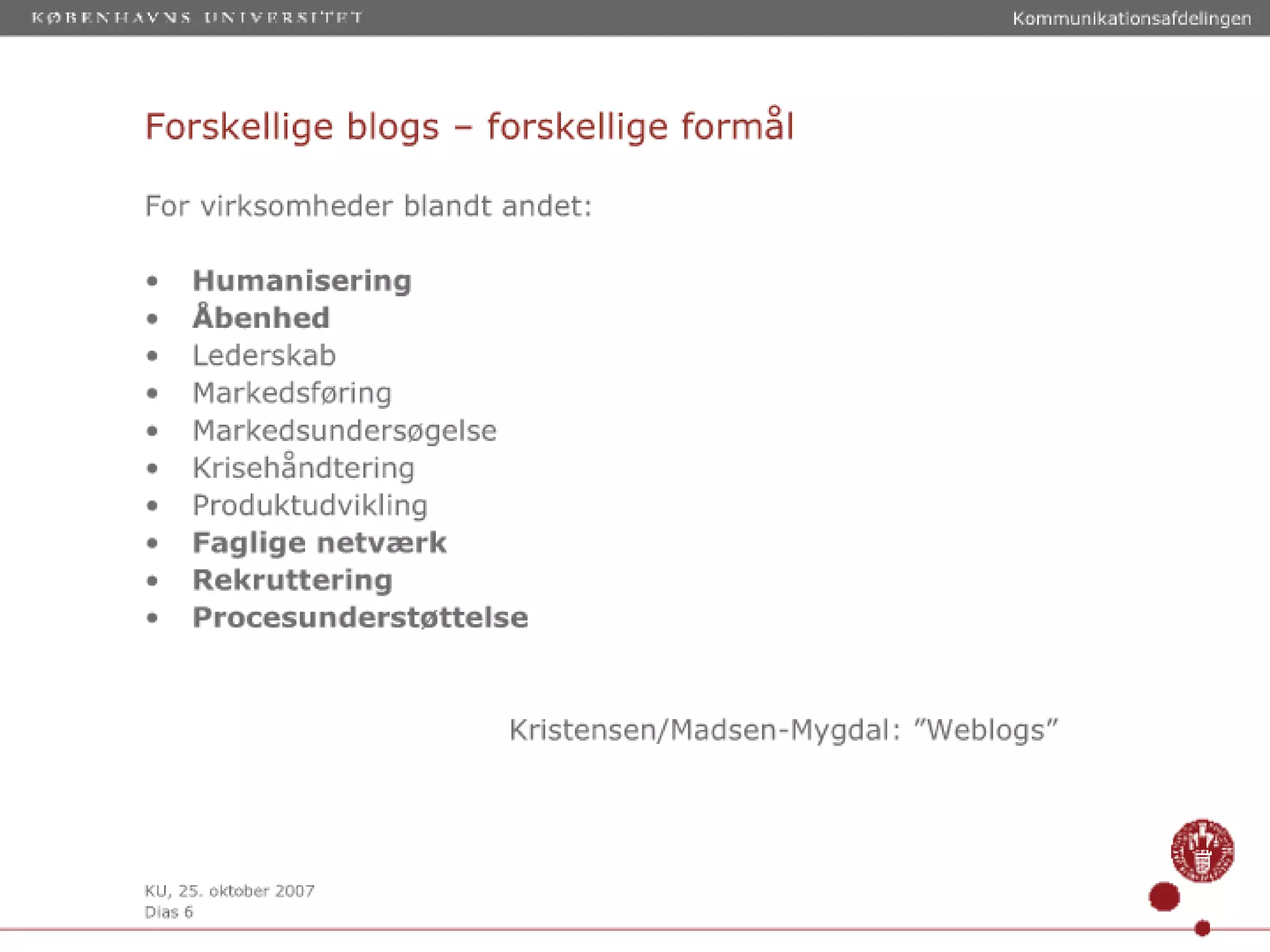 Blogs På Ku Til Webkoo Oktober 2007