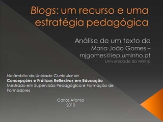 Blogs: Um recurso e uma estratégia pedagógica