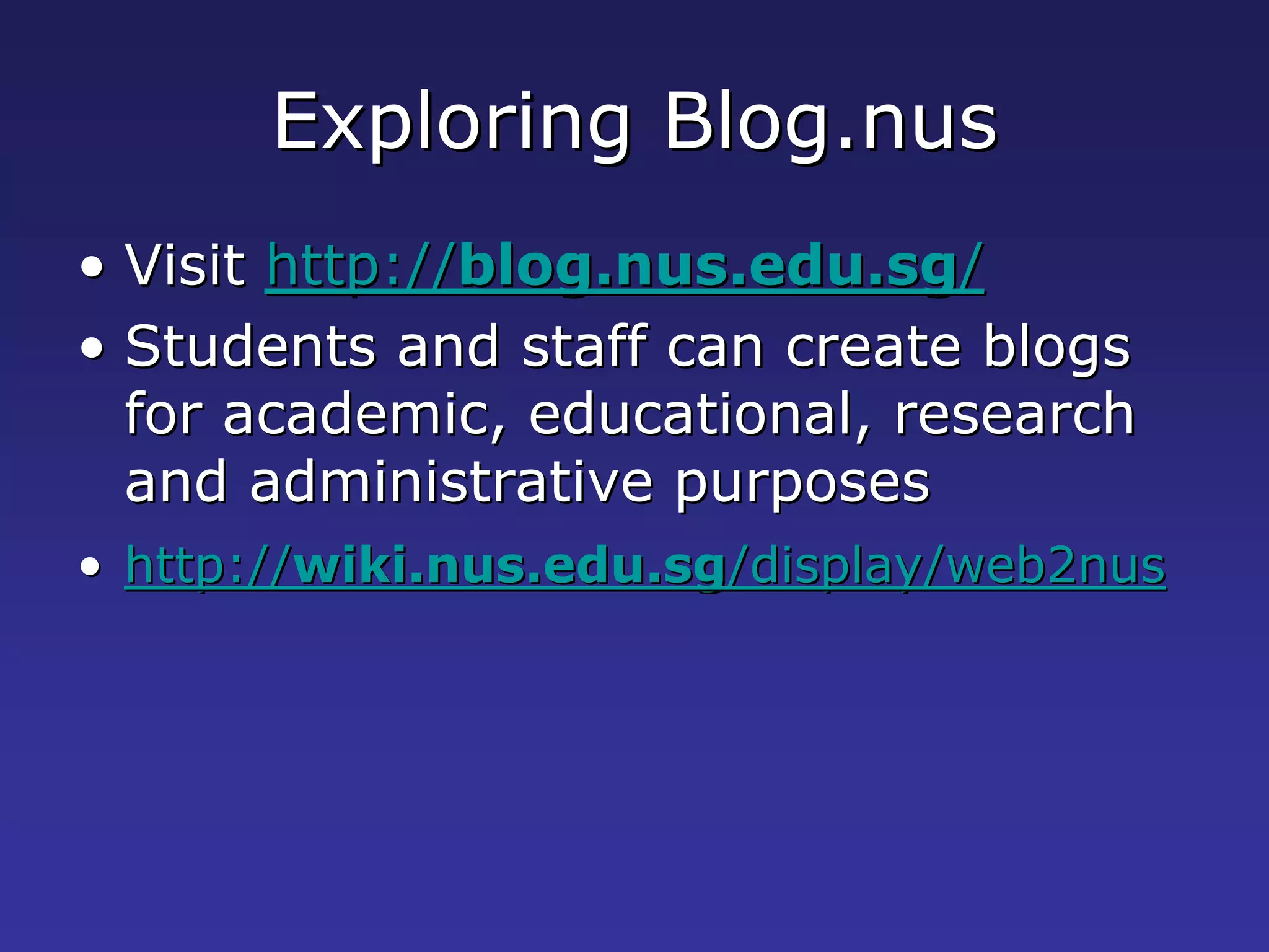 Blogs, Wikis and eLearning Week
