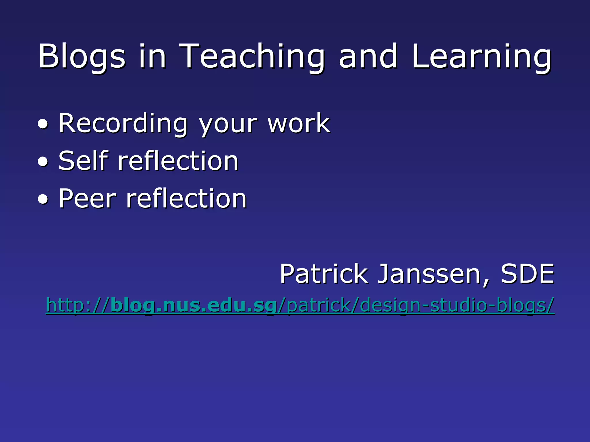 Blogs, Wikis and eLearning Week