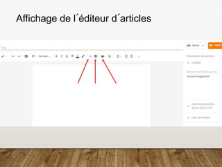 Affichage de l´éditeur d´articles
 