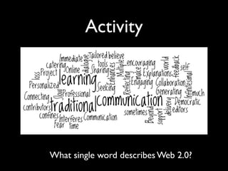 Activity




What single word describes Web 2.0?
 