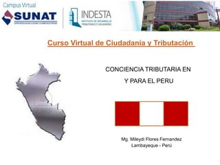 CONCIENCIA TRIBUTARIA EN
Y PARA EL PERU
Mg. Mileydi Flores Fernandez
Lambayeque - Perú
Curso Virtual de Ciudadanía y Tributación
 