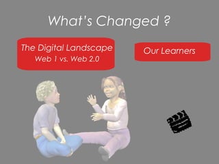What’s Changed ?
The Digital Landscape   Our Learners
   Web 1 vs. Web 2.0
 
