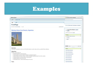 Uses of wikis:Info: assignments, course guide, announcements
