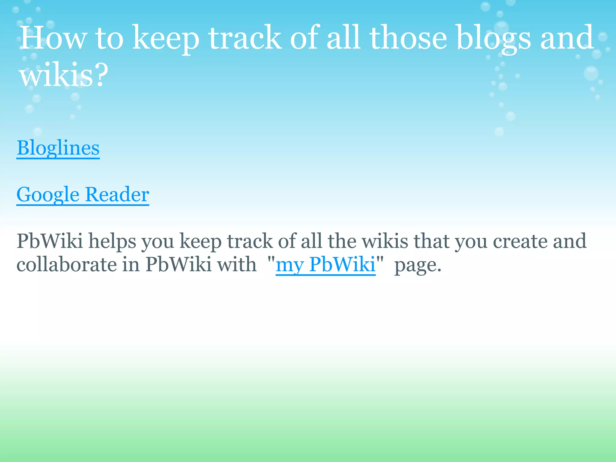 Blogs&Wikis