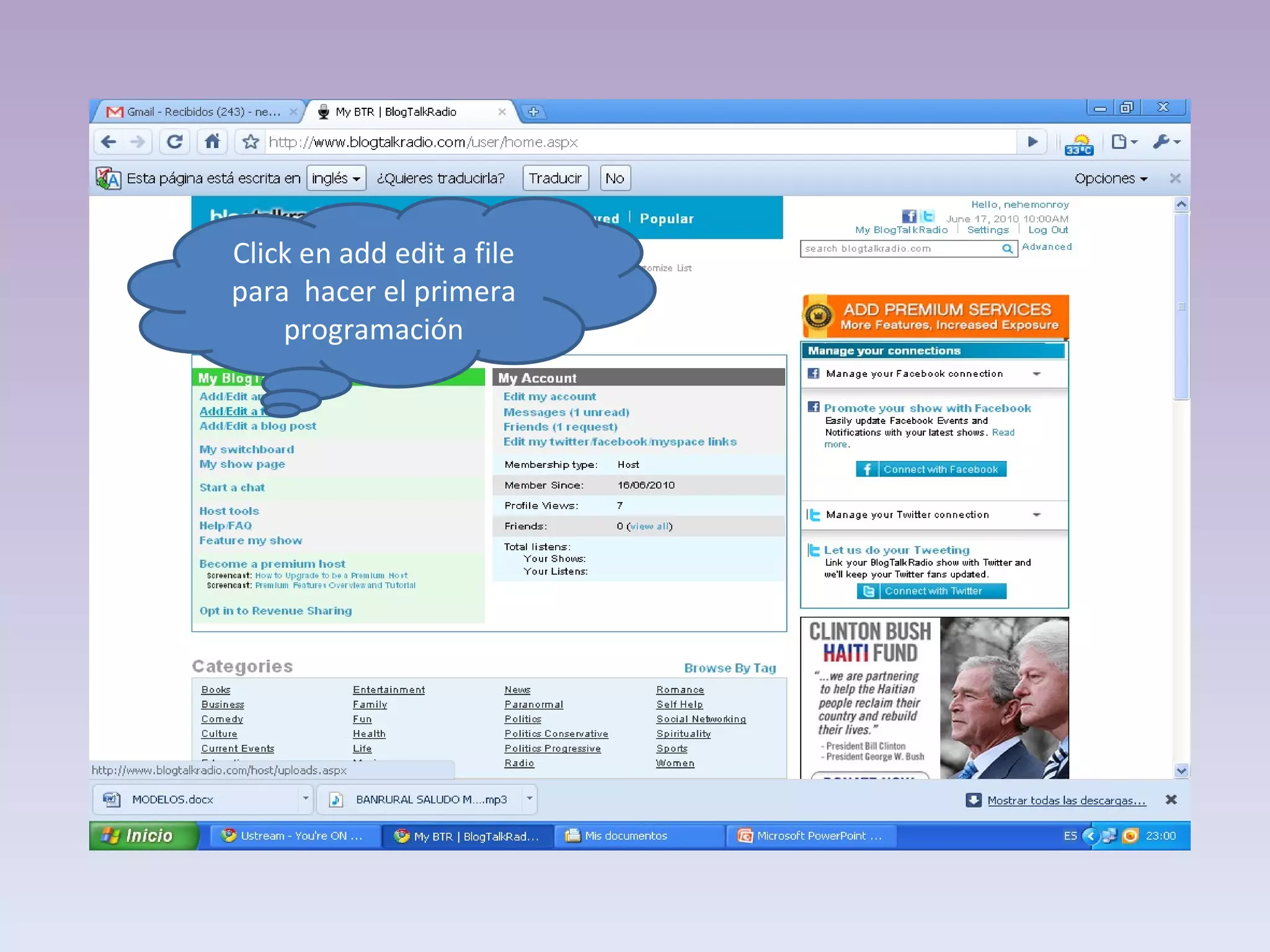 Click en add edit a file para  hacer el primera programación 