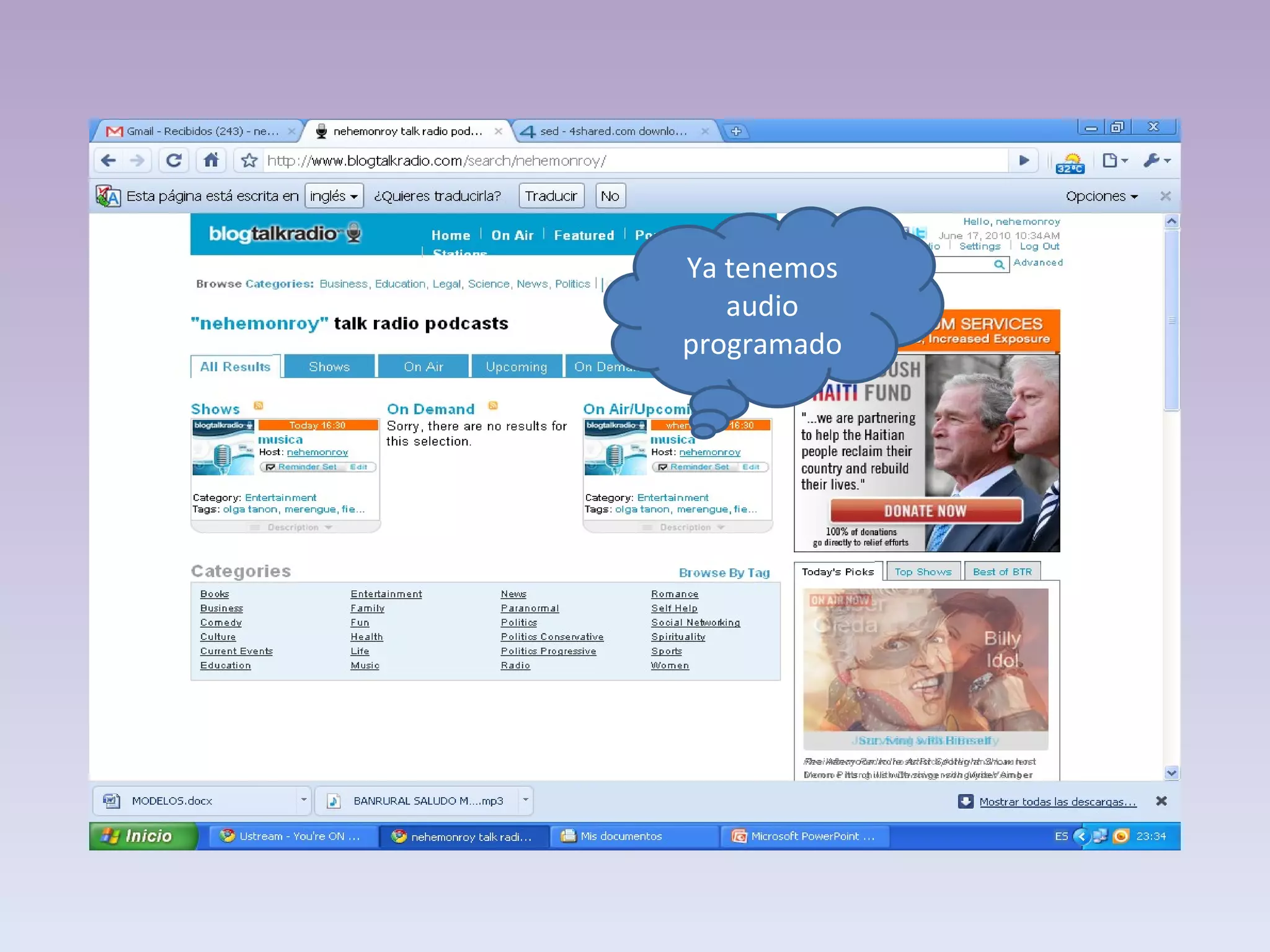 Ya tenemos audio programado 