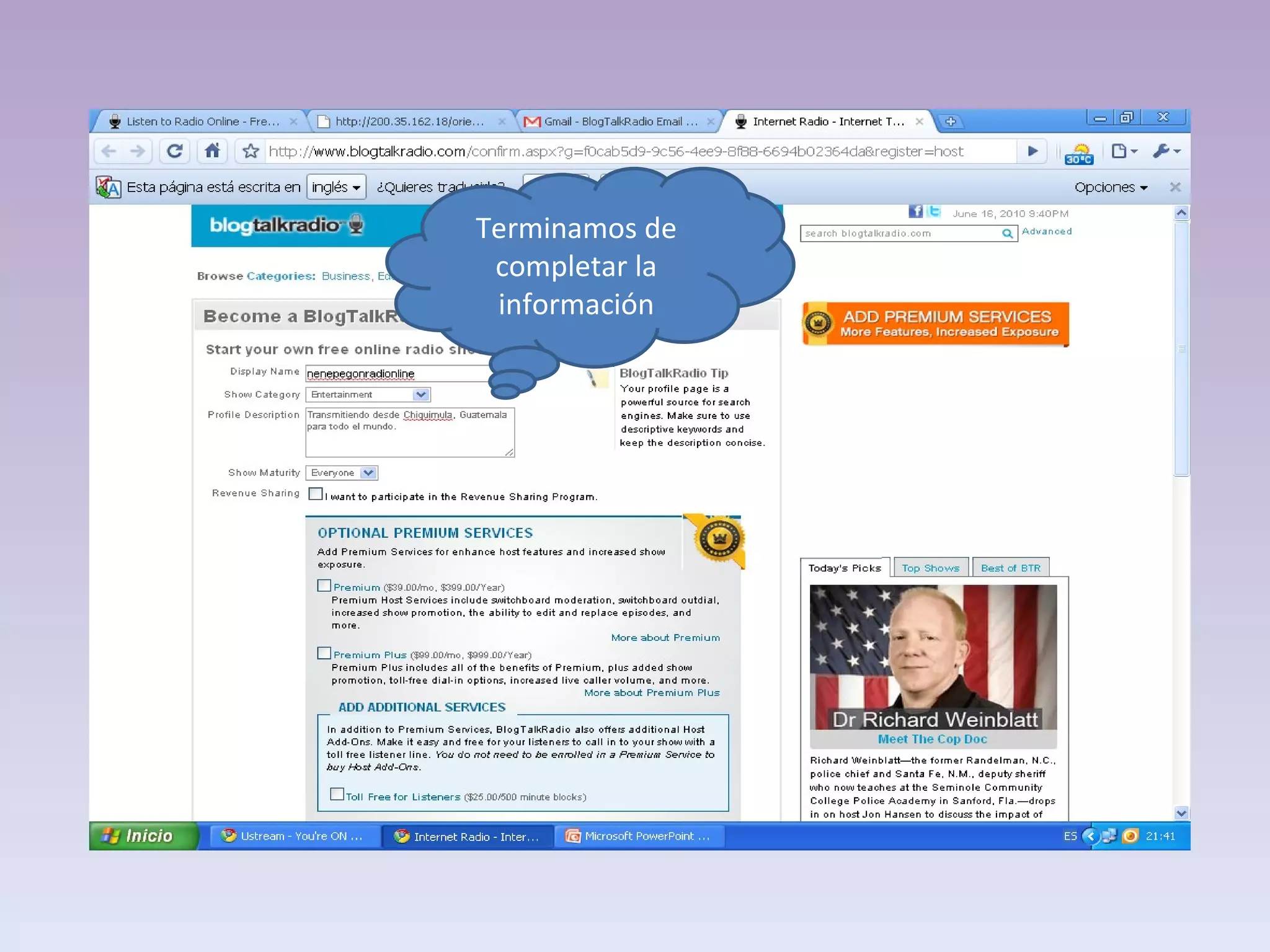 Terminamos de completar la información 