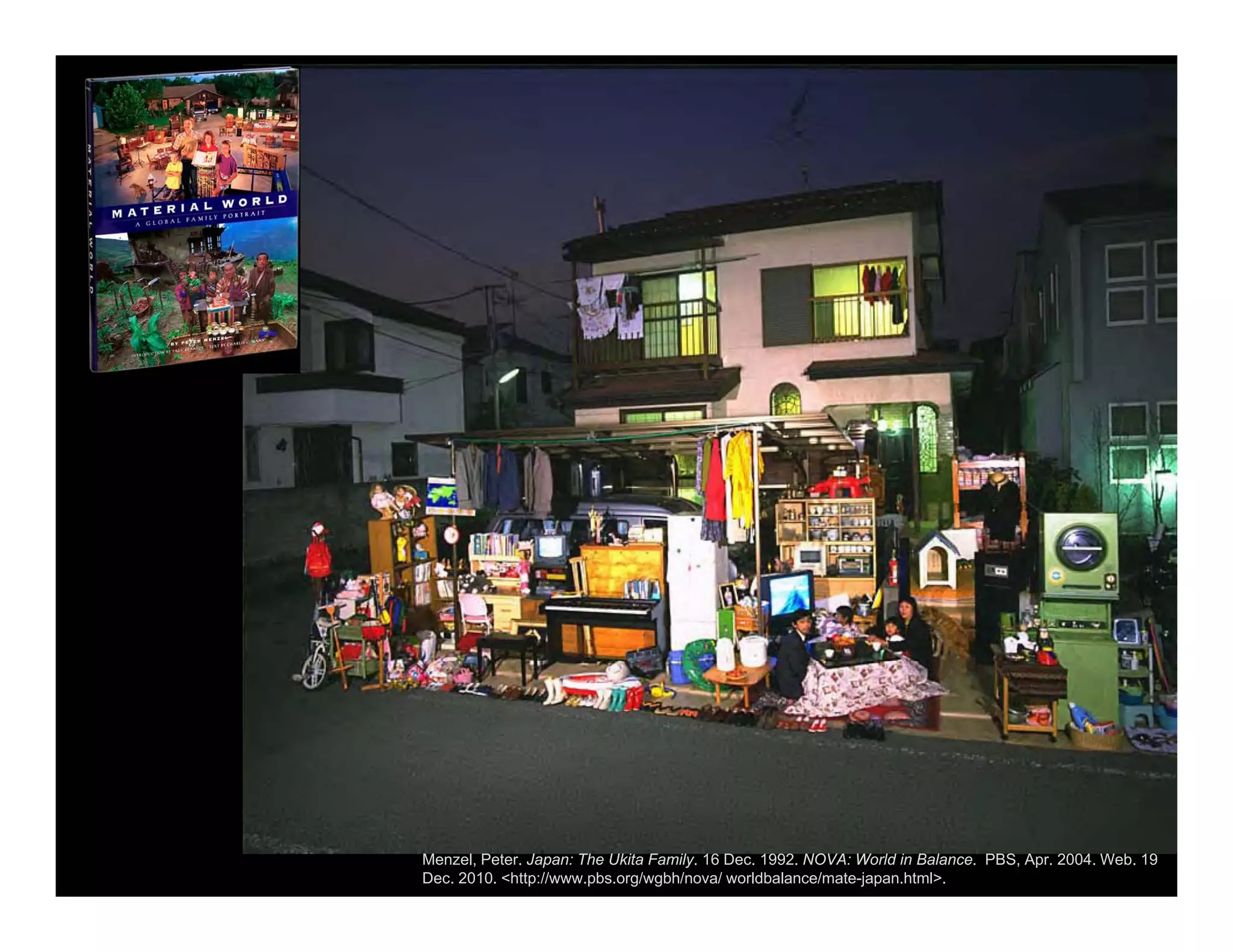 Menzel, Peter. Japan: The Ukita Family. 16 Dec. 1992. NOVA: World in Balance. PBS, Apr. 2004. Web. 19
Dec. 2010. <http://www.pbs.org/wgbh/nova/ worldbalance/mate-japan.html>.
 