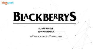 #UNWRINKLE
#UNWRINKLER
21ST MARCH 2016- 1ST APRIL 2016
 
