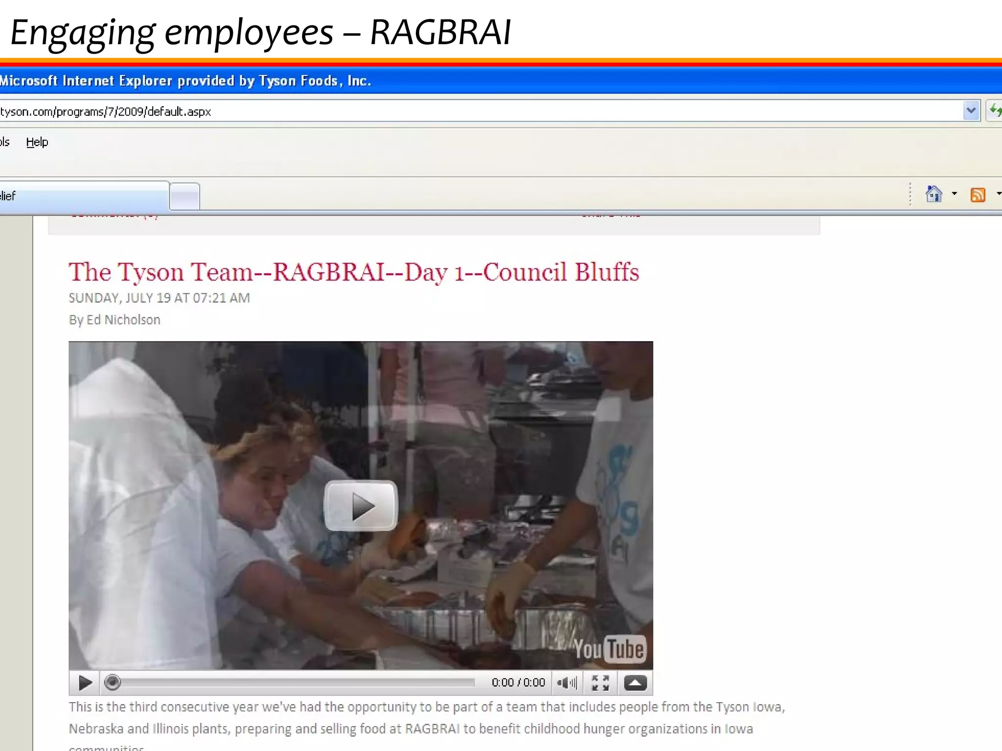 Engaging employees – RAGBRAI 