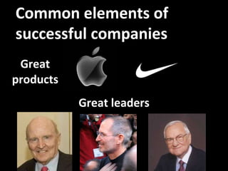 Great products Great leaders Common elements of successful companies 