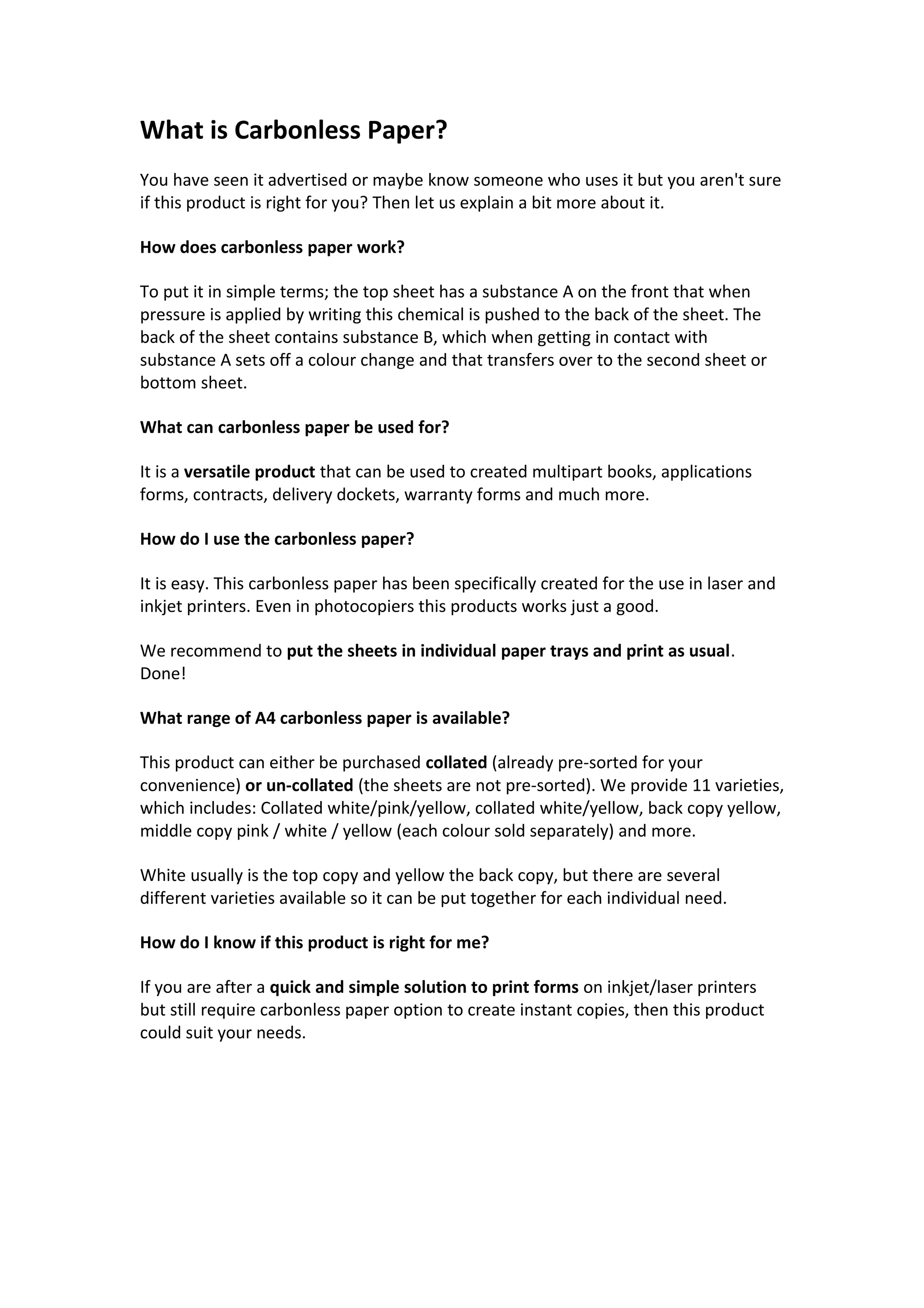 What Is Carbonless Paper