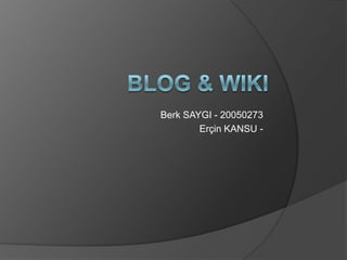 BLOG & WIKI Berk SAYGI - 20050273 Erçin KANSU -  