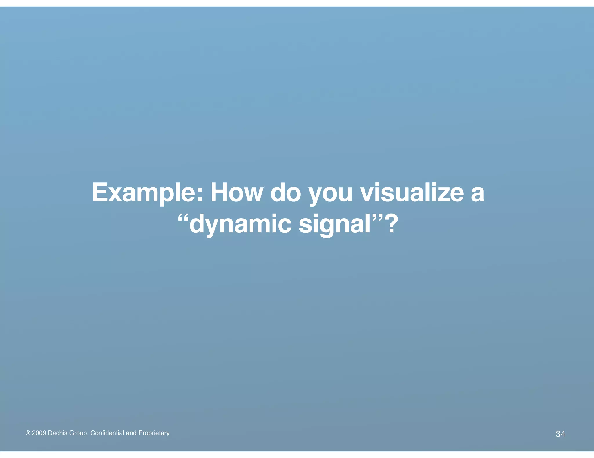 ® 2009 Dachis Group. Confidential and Proprietary
Example: How do you visualize a
“dynamic signal”?
34
 