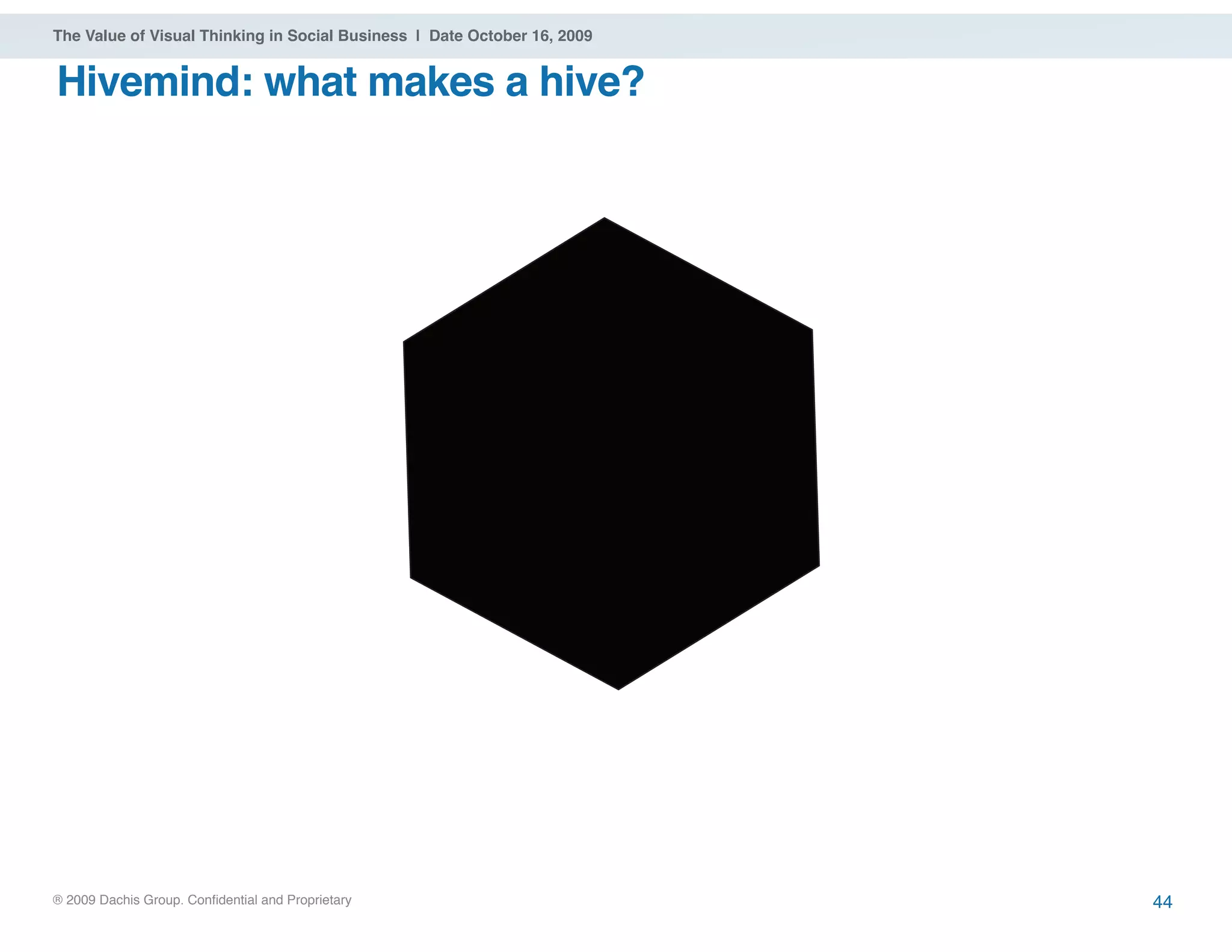 ® 2009 Dachis Group. Confidential and Proprietary
The Value of Visual Thinking in Social Business | Date October 16, 2009
Hivemind: what makes a hive?
44
 