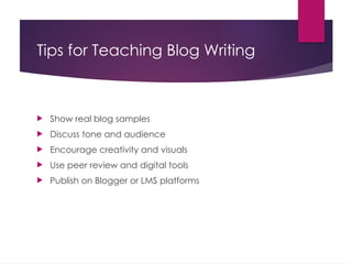Comprehensive Guide to Blog Writing: Structure, Types, and Teaching ...