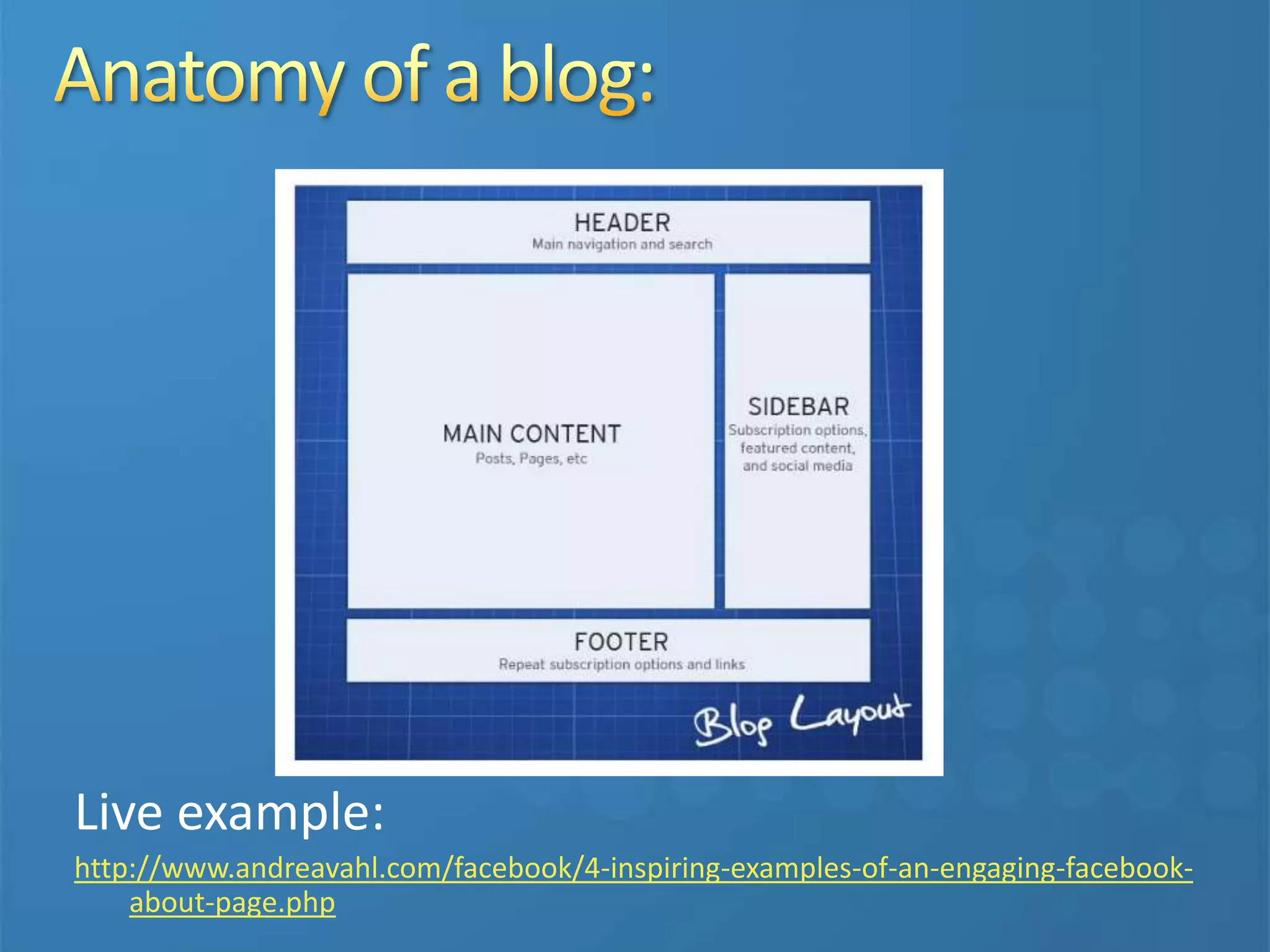 Live example:
http://www.andreavahl.com/facebook/4-inspiring-examples-of-an-engaging-facebook-
about-page.php
 