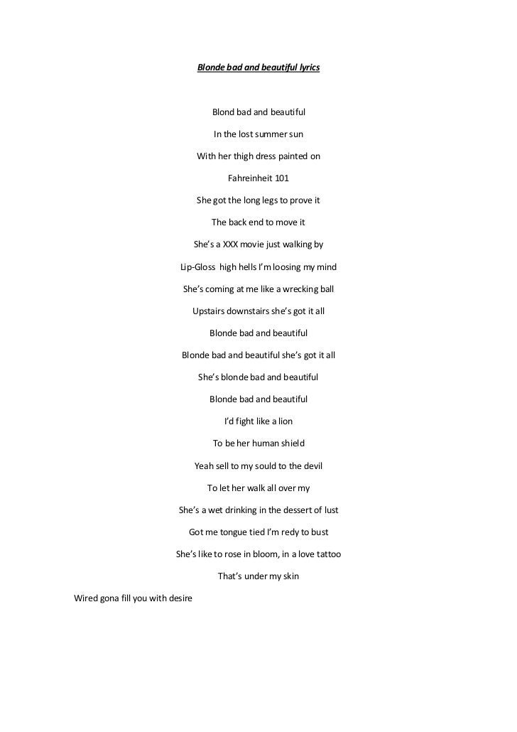 beautiful lyrics blonde bad and beautiful lyrics beautiful lyrics blonde bad and beautiful lyrics