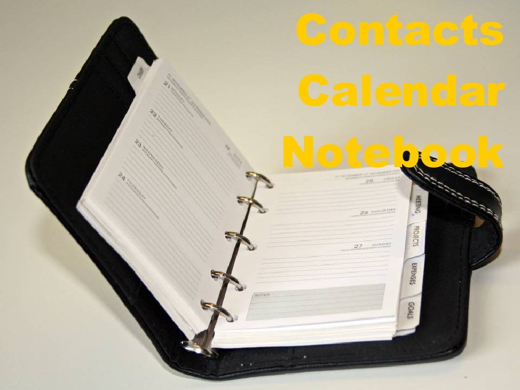 Contacts Calendar Notebook