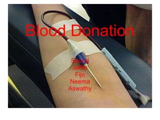 Blood Donation
Sooraj
Jeffin
Fijo
Neema
Aswathy
 