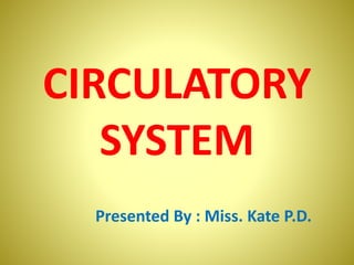 CIRCULATORY
SYSTEM
Presented By : Miss. Kate P.D.
 