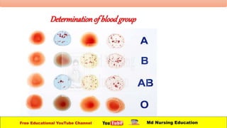 Determinationof bloodgroup
Free Educational YouTube Channel Md Nursing Education
 