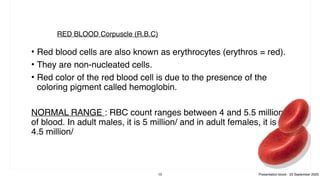 Nucleated Rbc Range Presentation on Blood and it’s Physiology | PDF